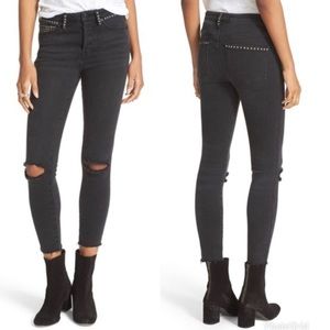 Free People Skinny Distressed Embellished Jeans